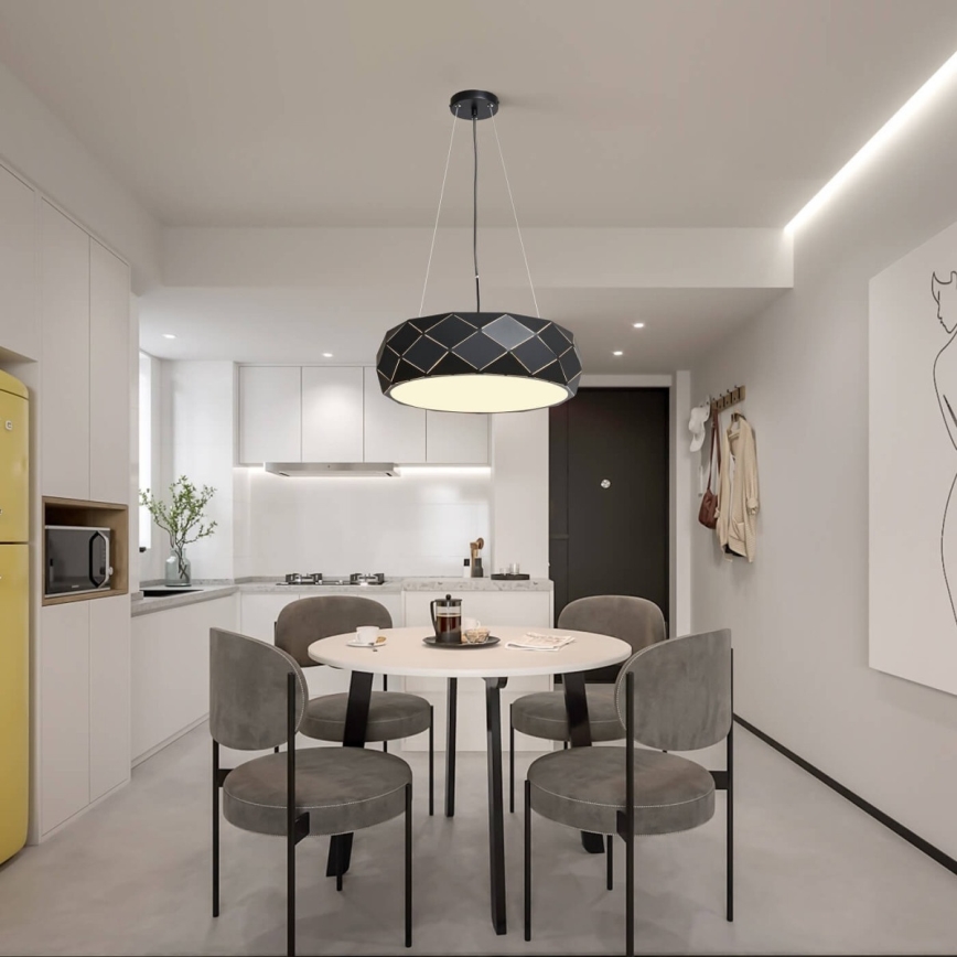 Hanglamp met snoer REUS 3xE27/40W/230V Ø 47 cm zwart