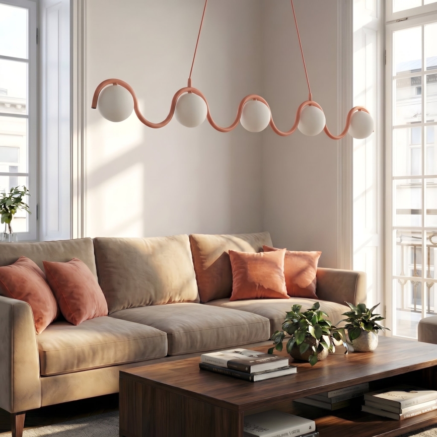 Hanglamp met snoer SINUS 5xG9/8W/230V roze