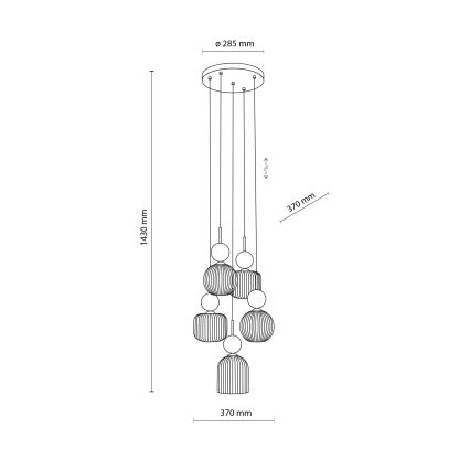 Hanglamp met snoer SOPHIA 5xE14/10W/230V zwart/groen/rookbeige