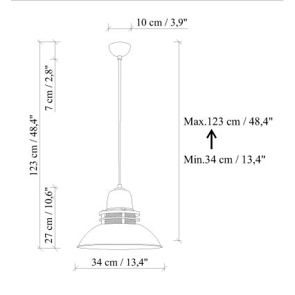 Hanglamp met snoer TIBET 1xE27/40W/230V oranje