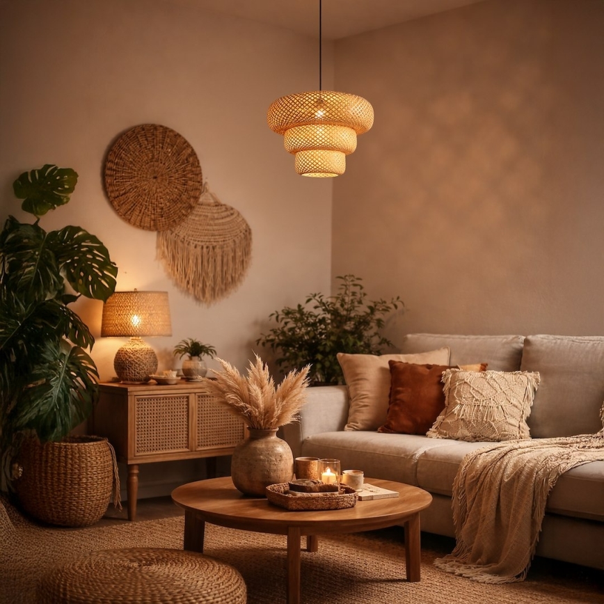 Hanglamp met snoer TULUM 1xE27/15W/230V bamboe