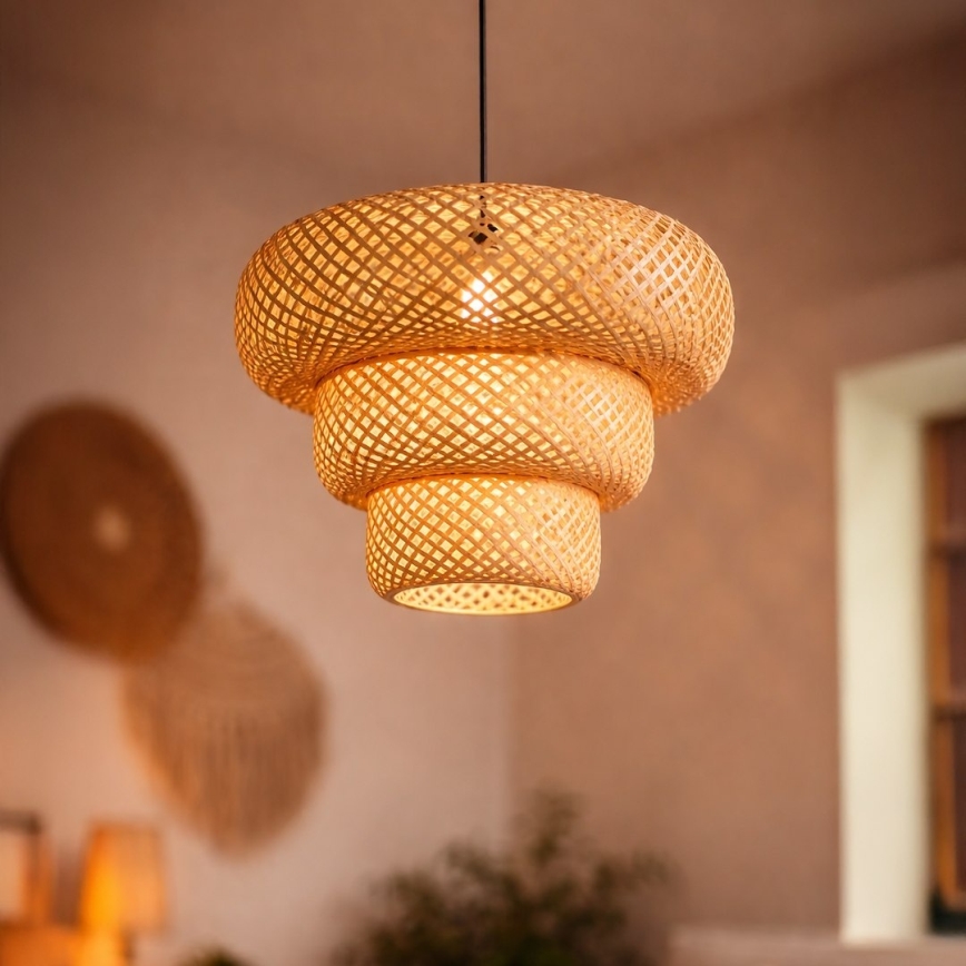 Hanglamp met snoer TULUM 1xE27/15W/230V bamboe