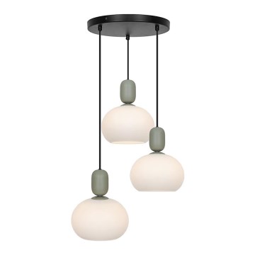 Hanglamp met snoer VALISIA 3xE27/40W/230V zwart/olijfgroen