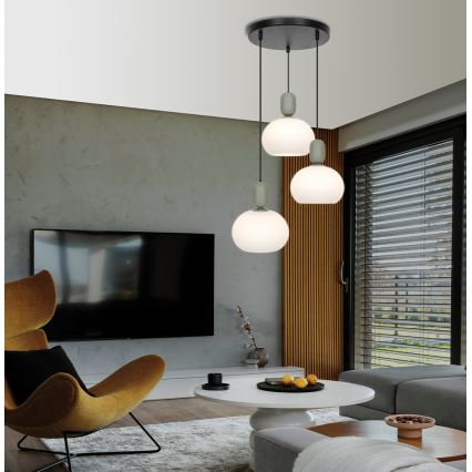 Hanglamp met snoer VALISIA 3xE27/40W/230V zwart/olijfgroen