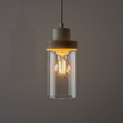 Hanglamp met snoer WOODNEST 3xE27/15W/230V grenen/crème