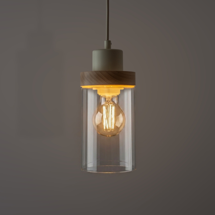 Hanglamp met snoer WOODNEST 3xE27/15W/230V grenen/crème