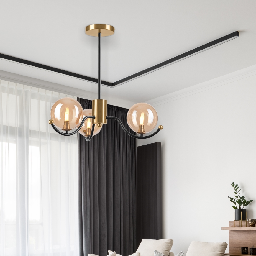 Hanglamp met staaf GEORGIA 3xG9/5W/230V goud/rookbeige