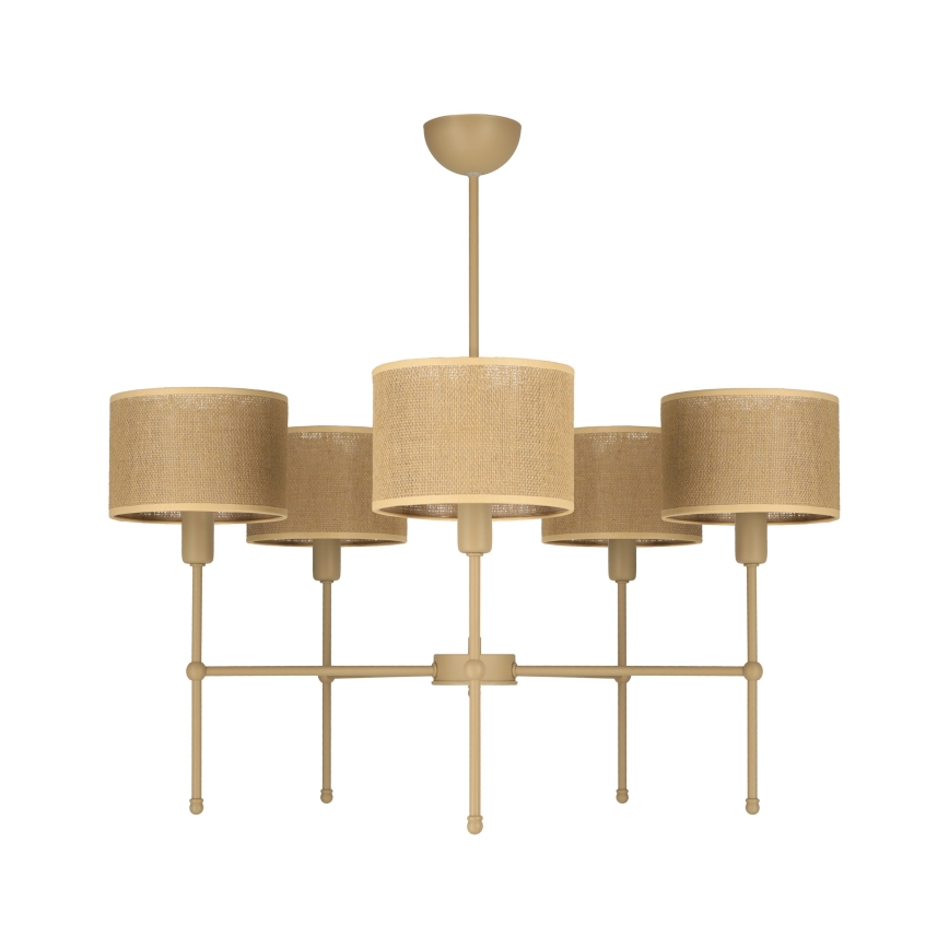 Hanglamp met stang MADELA 5xE14/40W/230V jute/beige