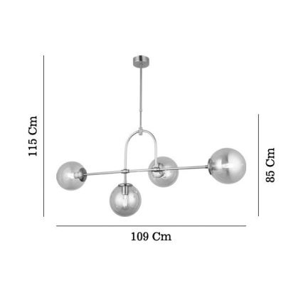 Hanglamp met stang POLINO 4xE27/40W/230V goudkleurig
