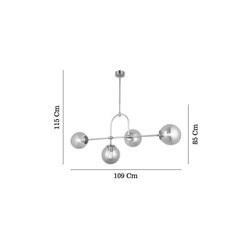 Hanglamp met stang POLINO 4xE27/40W/230V goudkleurig