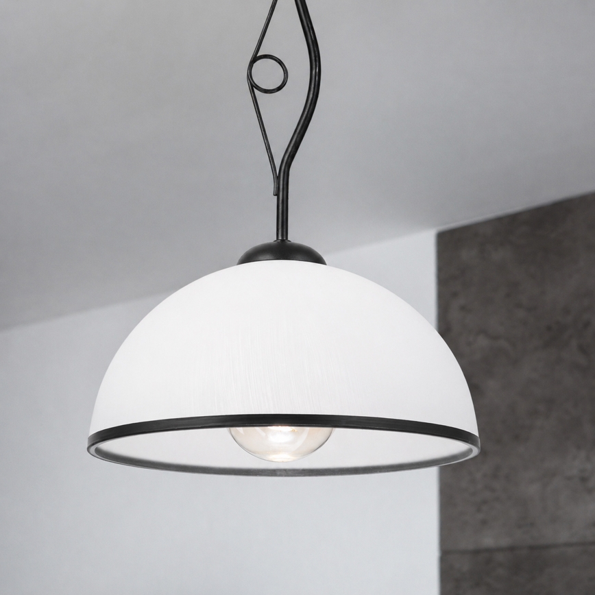 Hanglamp met stang RETRO 1xE27/60W/230V zwart/wit
