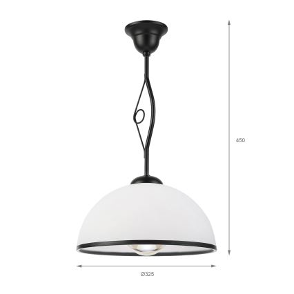Hanglamp met stang RETRO 1xE27/60W/230V zwart/wit