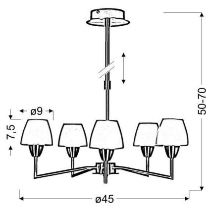 Hanglamp met stang TOGO 5xG9/40W/230V mat chroom/wit