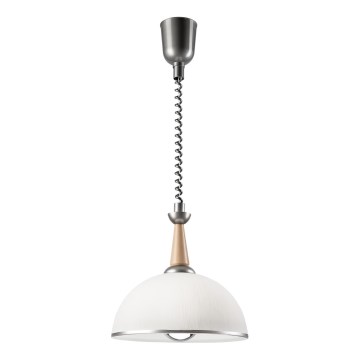 Hanglamp met trekkoord CHIARA 1xE27/60W/230V zilver/beige/beuken