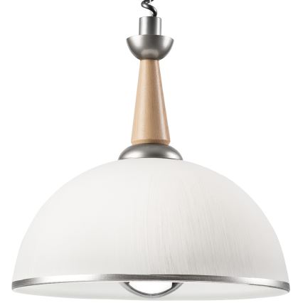 Hanglamp met trekkoord CHIARA 1xE27/60W/230V zilver/beige/beuken