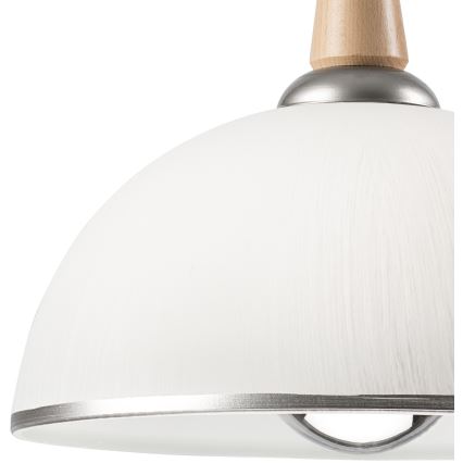 Hanglamp met trekkoord CHIARA 1xE27/60W/230V zilver/beige/beuken