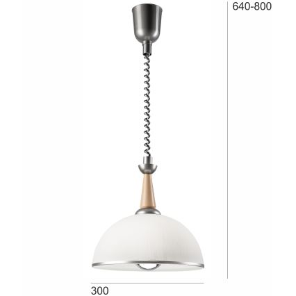 Hanglamp met trekkoord CHIARA 1xE27/60W/230V zilver/beige/beuken