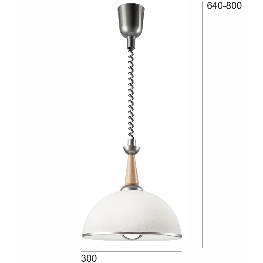 Hanglamp met trekkoord CHIARA 1xE27/60W/230V zilver/beige/beuken