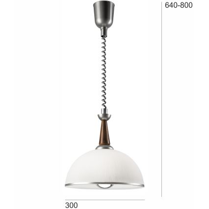 Hanglamp met trekkoord CHIARA 1xE27/60W/230V zilver/donkerbruin/beuken