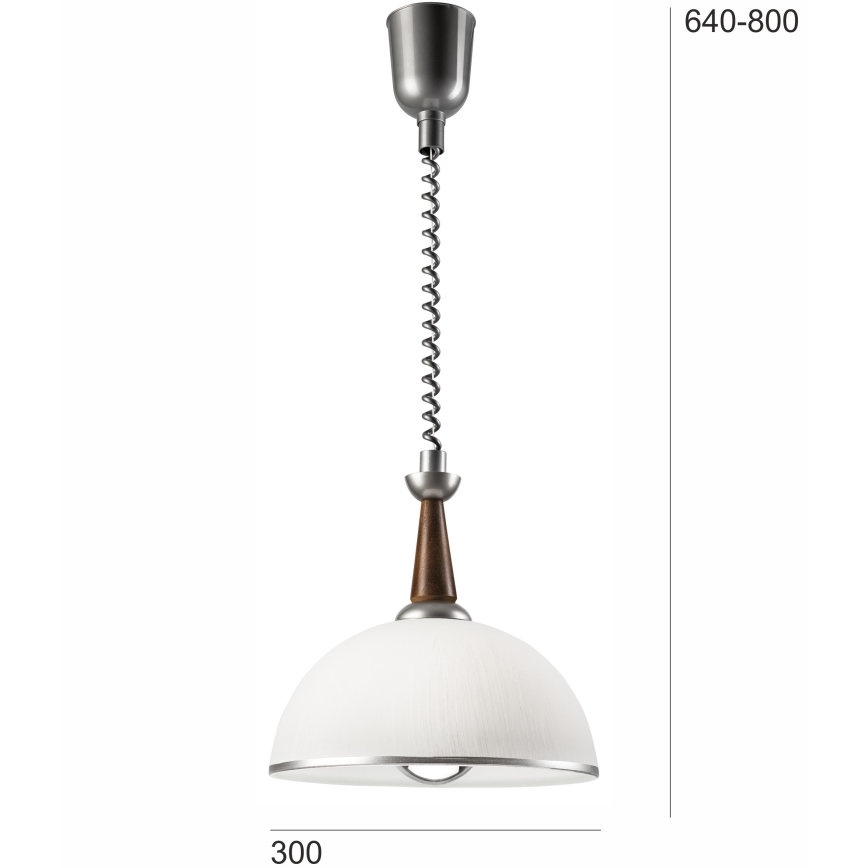 Hanglamp met trekkoord CHIARA 1xE27/60W/230V zilver/donkerbruin/beuken