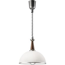 Hanglamp met trekkoord CHIARA 1xE27/60W/230V zilver/donkerbruin/beuken