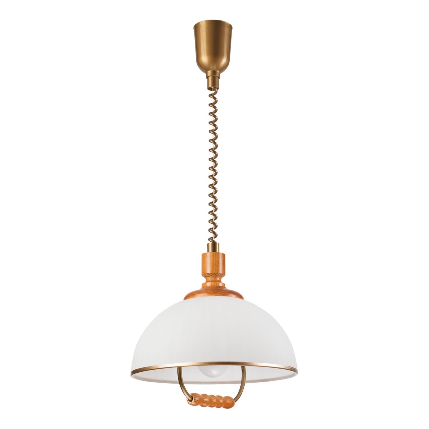 Hanglamp met trekkoord RAMONA 1xE27/60W/230V beige/bruin/grenen