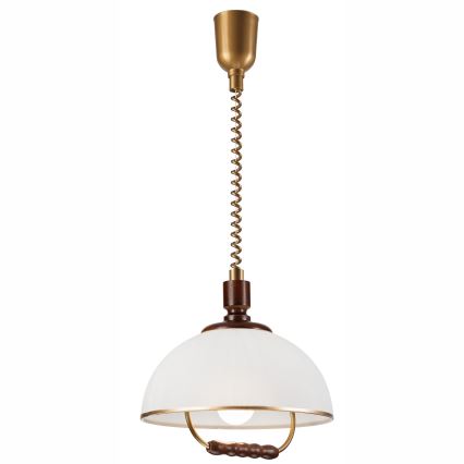 Hanglamp met trekkoord RAMONA 1xE27/60W/230V beige/donkerbruin/grenen