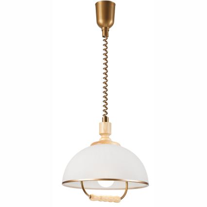 Hanglamp met trekkoord RAMONA 1xE27/60W/230V beige/lichtbruin/grenen