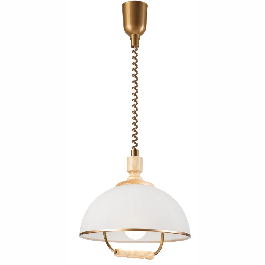 Hanglamp met trekkoord RAMONA 1xE27/60W/230V beige/lichtbruin/grenen