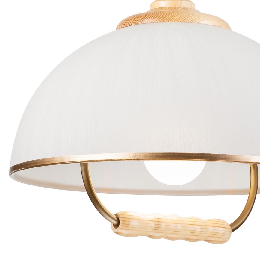 Hanglamp met trekkoord RAMONA 1xE27/60W/230V beige/lichtbruin/grenen