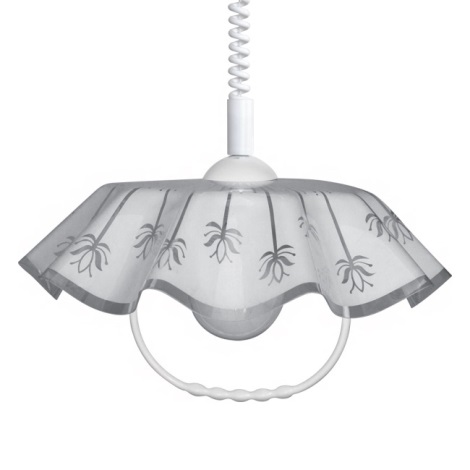 Hanglamp met trekpendel AKRYL FA 1xE27/60W wit bloemen