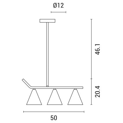 Hanglamp met vaste pendel 3xE27/40W/230V zwart