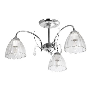 Hanglamp met vaste pendel 3xE27/60W/230V chroom glans