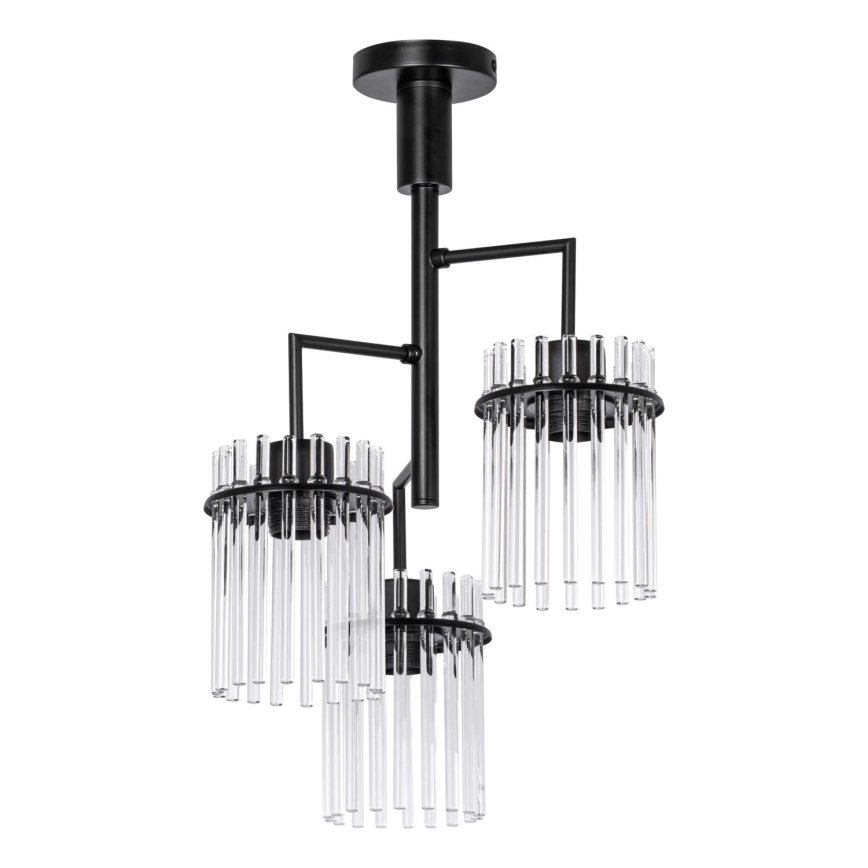Hanglamp met vaste pendel 3xE27/60W/230V zwart/doorzichtig
