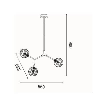 Hanglamp met vaste pendel 3xG9/15W/230V grijs