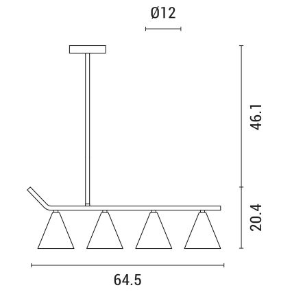 Hanglamp met vaste pendel 4xΕ27/40W/230V zwart