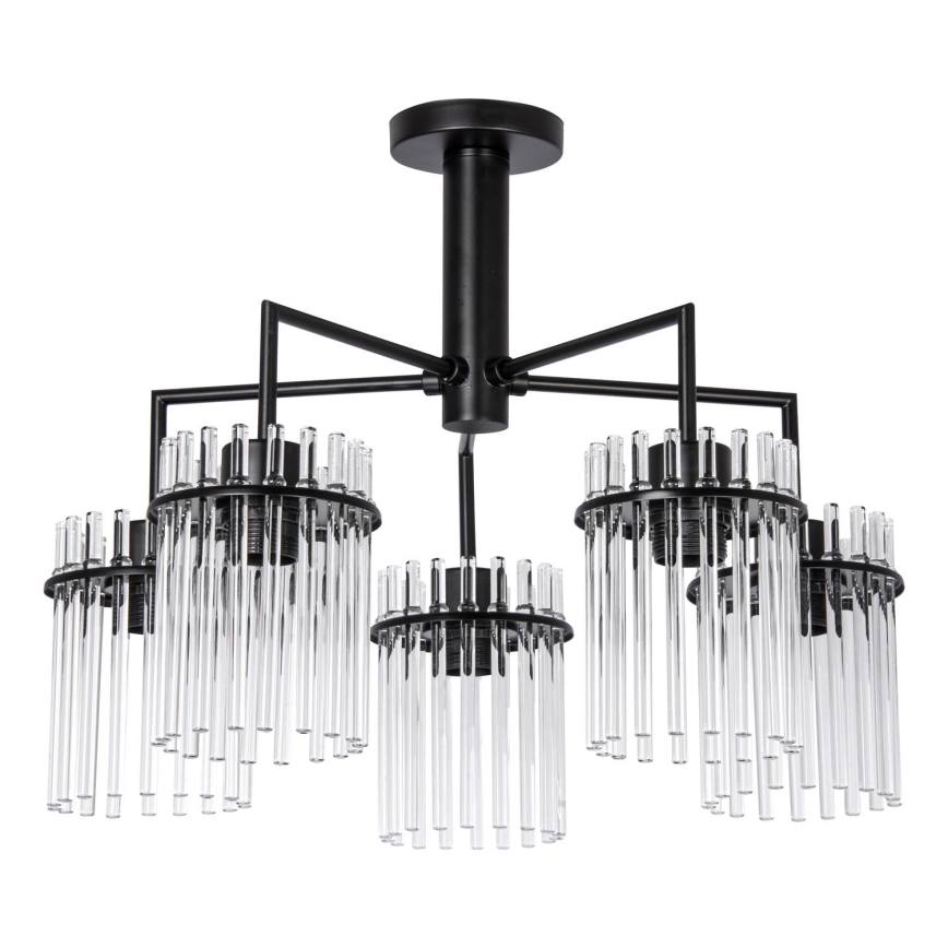 Hanglamp met vaste pendel 5xE27/60W/230V zwart/doorzichtig