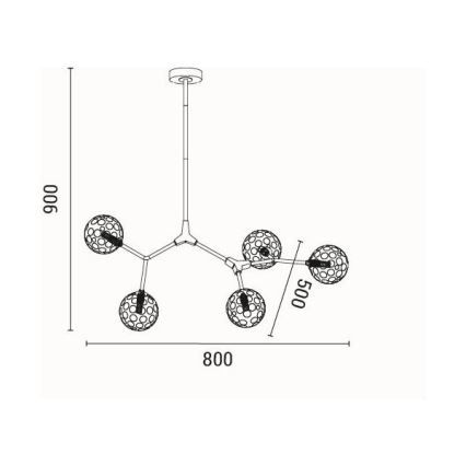 Hanglamp met vaste pendel 5xG9/15W/230V grijs