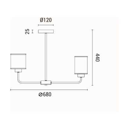 Hanglamp met vaste pendel 6xE27/60W/230V