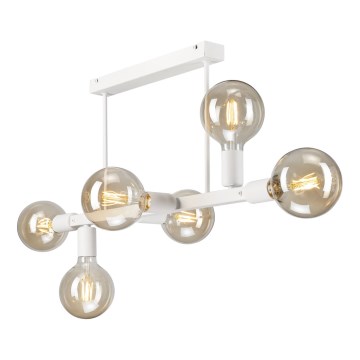 Hanglamp met vaste pendel ASTRID 6xE27/60W/230V wit