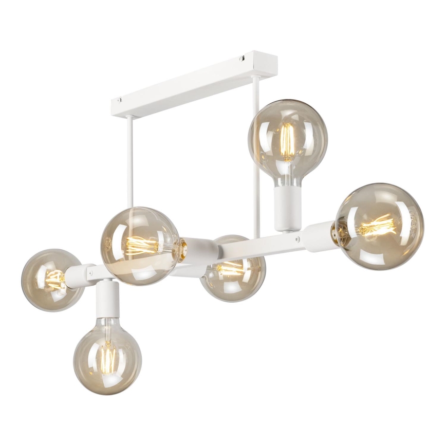 Hanglamp met vaste pendel ASTRID 6xE27/60W/230V wit