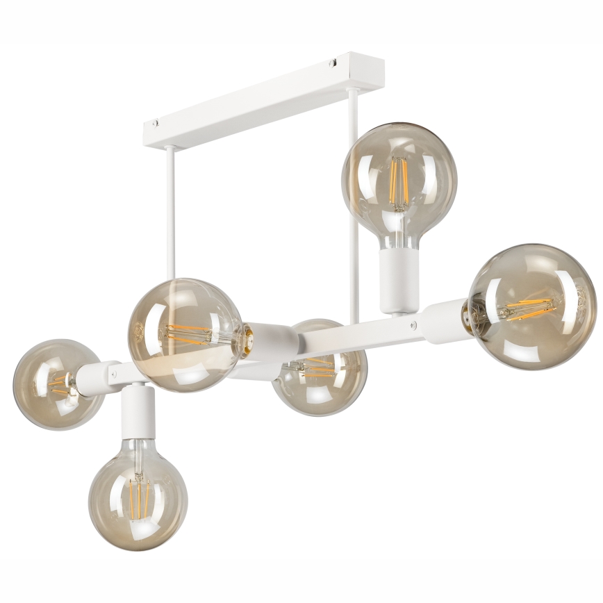 Hanglamp met vaste pendel ASTRID 6xE27/60W/230V wit