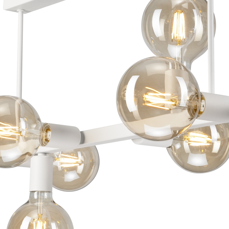 Hanglamp met vaste pendel ASTRID 8xE27/60W/230V wit
