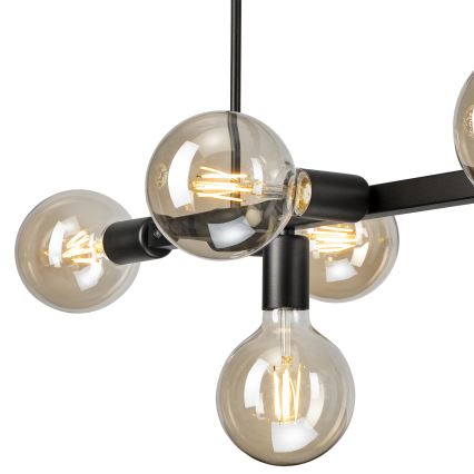 Hanglamp met vaste pendel ASTRID 8xE27/60W/230V zwart