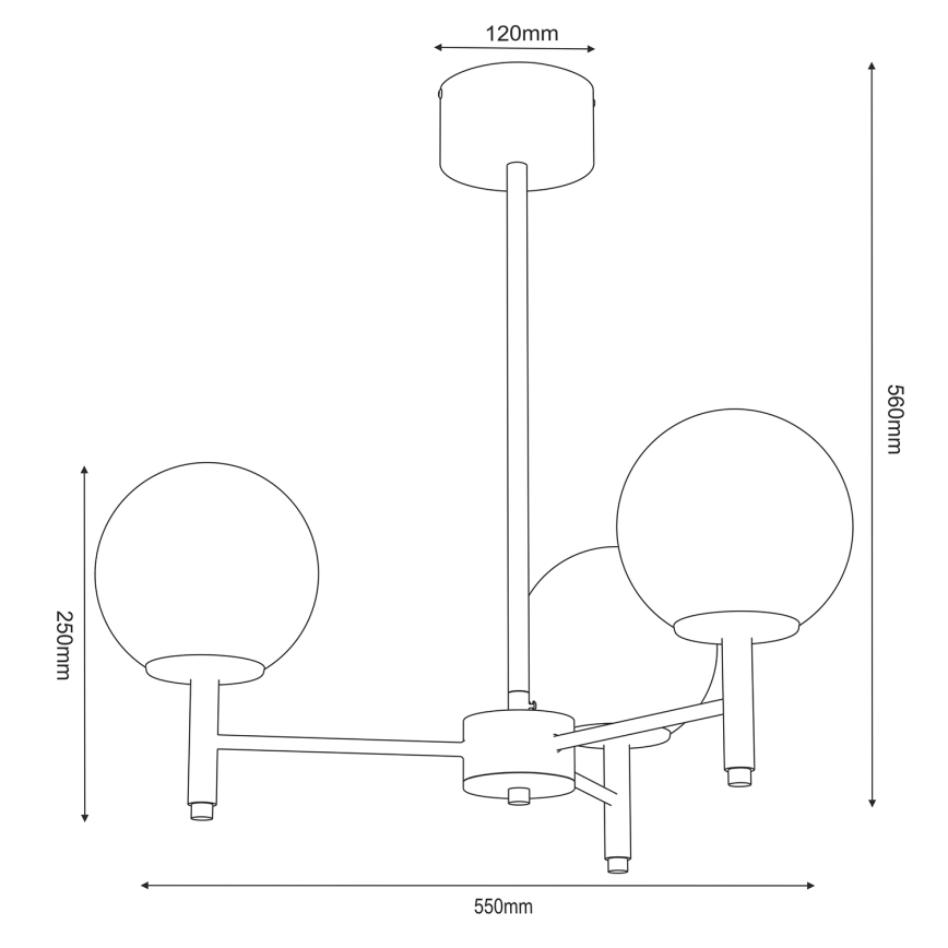 Hanglamp met vaste pendel AWINION 3xE27/15W/230V wit/goud/zwart