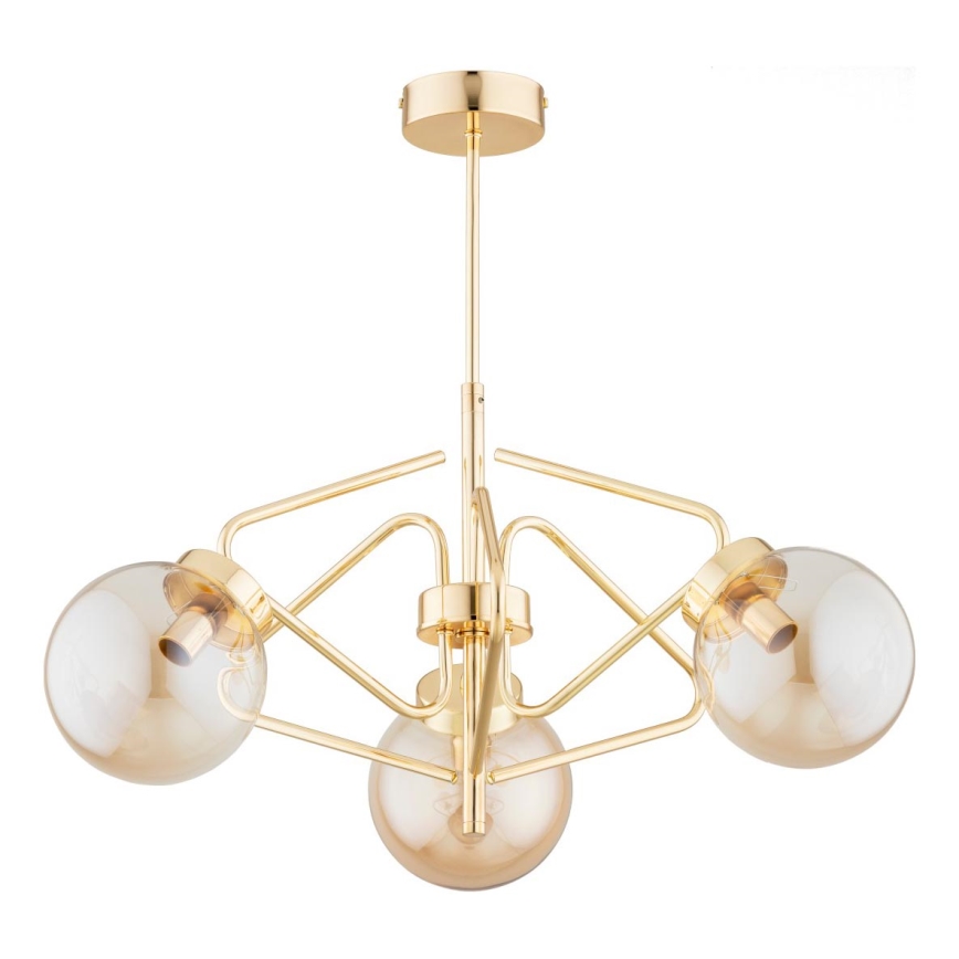Hanglamp met vaste pendel BARSUM 3xE14/10W/230V goud
