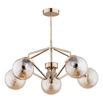 Hanglamp met vaste pendel BARSUM 5xE14/10W/230V goud