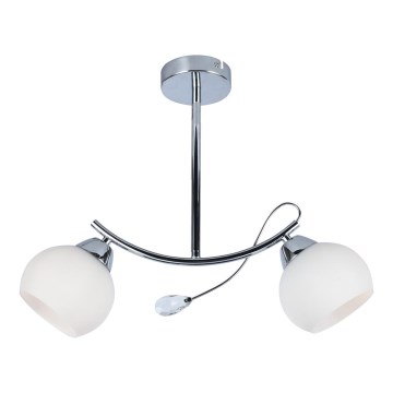 Hanglamp met vaste pendel CONNOR 2xE27/15W/230V glanzend chroom/wit
