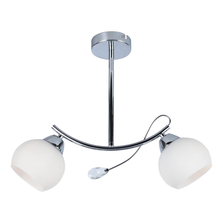 Hanglamp met vaste pendel CONNOR 2xE27/15W/230V glanzend chroom/wit