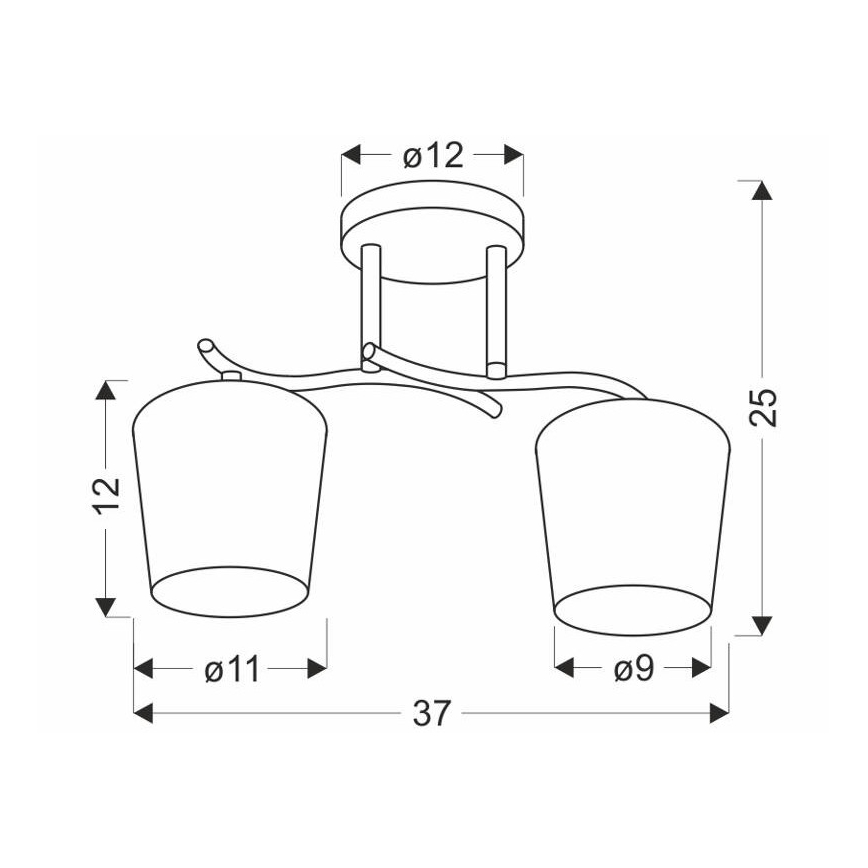 Hanglamp met vaste pendel ESNYR 2xE27/40W/230V zwart/wit